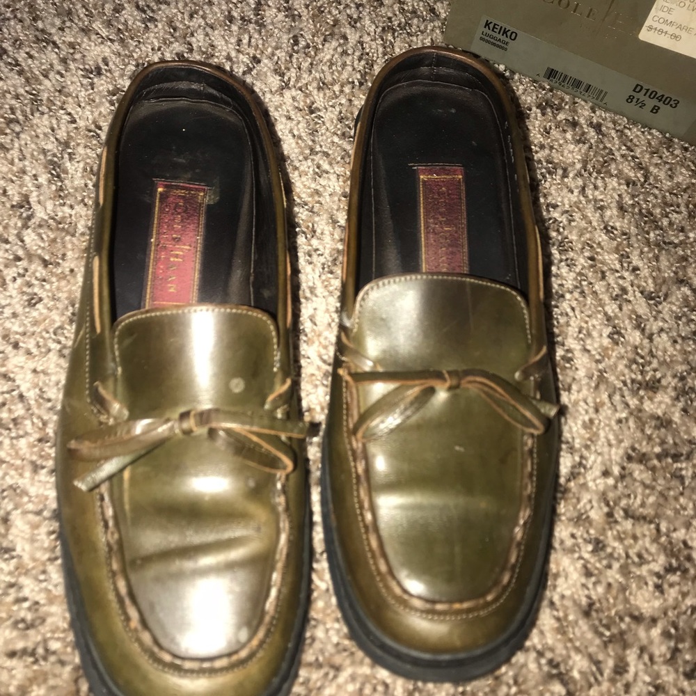 Army green Cole Haan slides